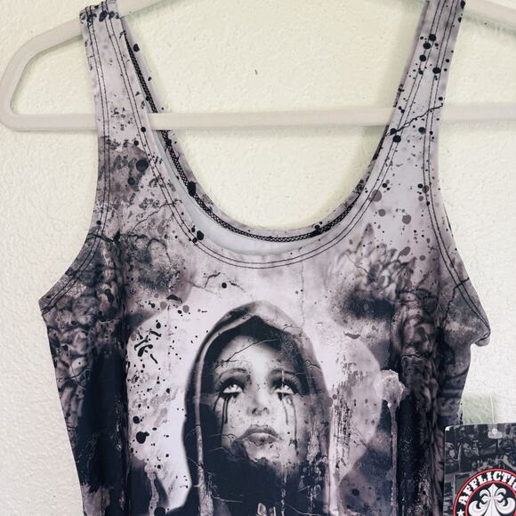 Affliction Dress Womens Small Praying Woman Mourning Graphic Tankdress Goth Emo - Picture 4 of 10